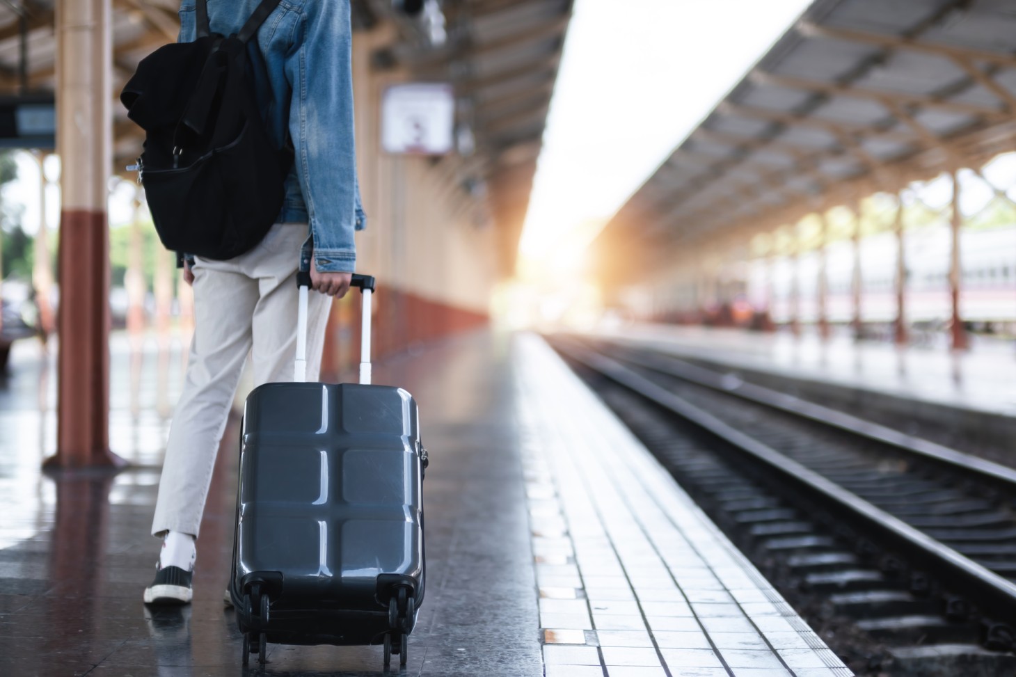 Travelers waiting for a train on the platform